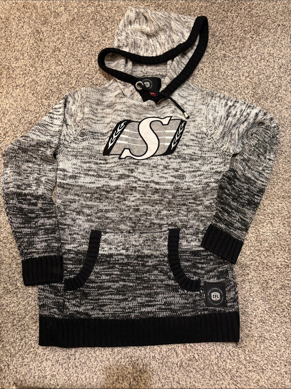 Cozy Black & Gray Marled Cowl-Neck Sweater Hoodie